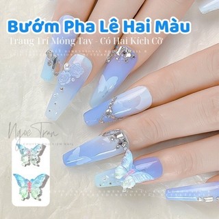 Charm bướm pha lê xanh sapphire | trang trí móng tay