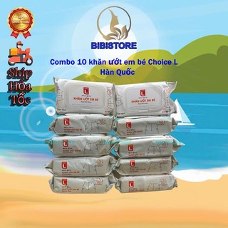   Combo 10 Gói  Khăn Ướt Em Bé Choice L Lotte Hương Yến Mạch 80 Miếng  Bibistore  