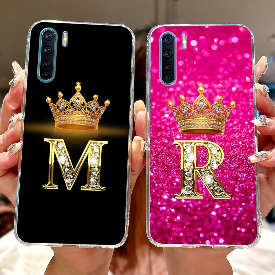 Oppo Reno3 3Pro CPH2035 CPH2043 Vương miện thời trang mới Vỏ điện thoại cặp đôi chữ cái đầu tiên Ren