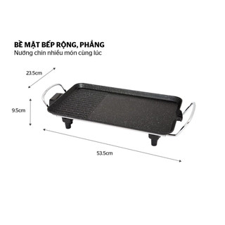 Bếp nướng điện SUNHOUSE SHD4607, Công suất 1500 W, Không sinh ra khói, Bề mặt phủ chống dính 2 lớp siêu bền