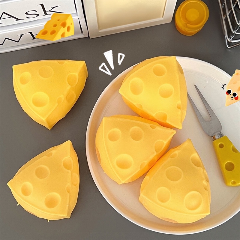 Đồ Chơi Xốp Squishy Giảm Stress Hình Miếng Phô Mai Dễ Thương Cho Bé