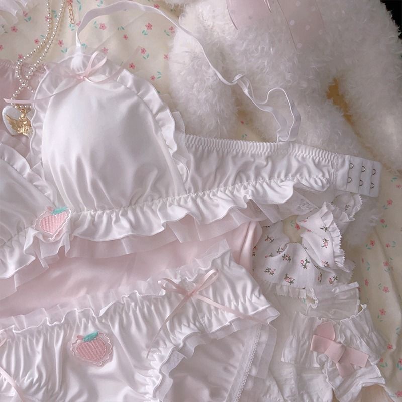 Áo Ngực Không Gọng Phối Ren Thoáng Khí Đính Nơ Dễ Thương Phong Cách lolita