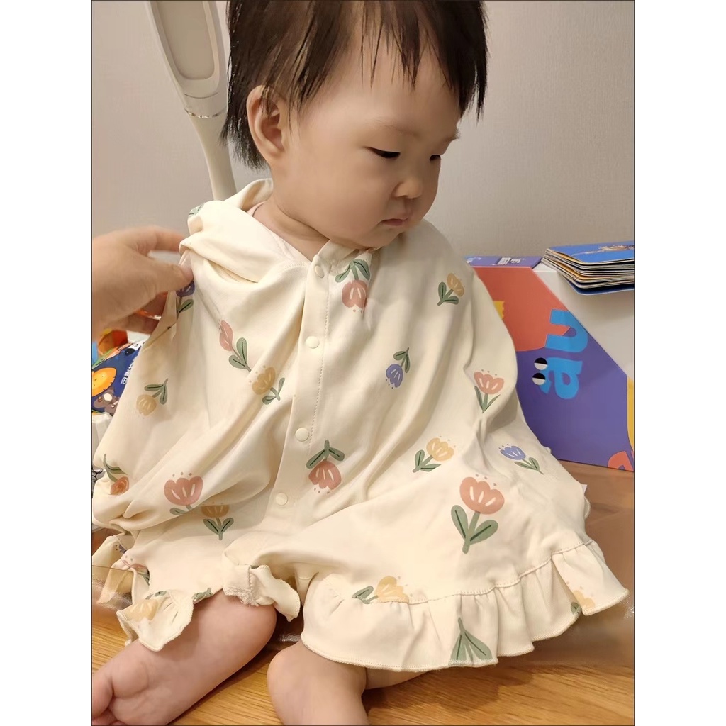 Áo Choàng Chống Gió Có Mũ Trùm Họa Tiết Hoạt Hình Xinh Xắn Dành Cho Bé
