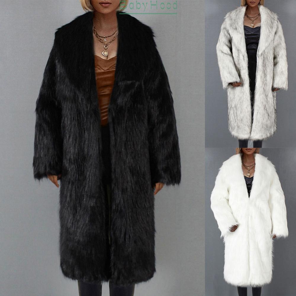 Winter New Women Long Suit Collar Overcoat Loose Fashion Elegant Faux Fur Coat#BBHOOD