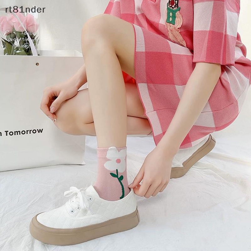 Rt 1 Đôi Vớ Thoáng Khí Thoải Mái In Họa Tiết Hoa Hoạt Hình Phong Cách harajuku Nhật Bản Cho Nữ