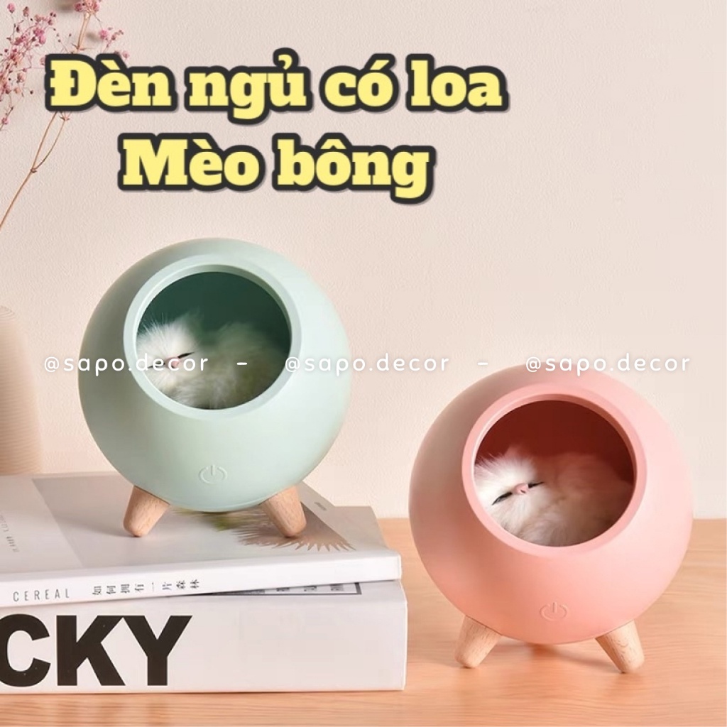 Đèn Ngủ mèo con dễ thương có loa bluetooth trang trí phòng ngủ, phòng khách - Sapo Decor 217