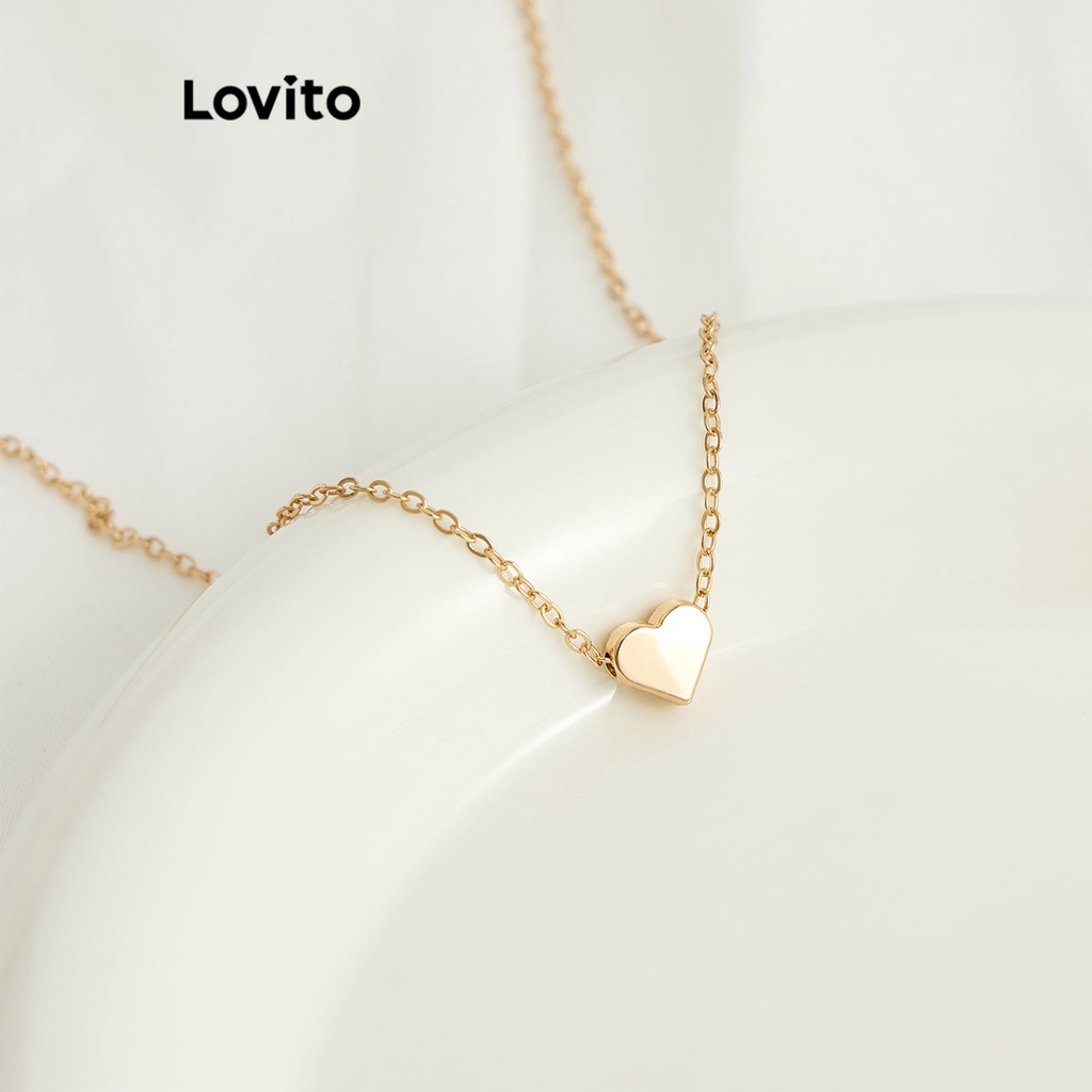 Vòng cổ Lovito mặt trái tim màu trơn thường ngày cho nữ L63AD013