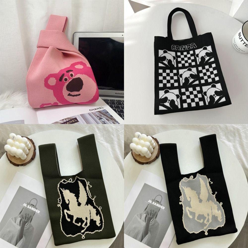 UUMIR Túi tote Đan Len Sức Chứa Lớn Thắt Nút Họa Tiết Hoạt Hình Cho Nữ