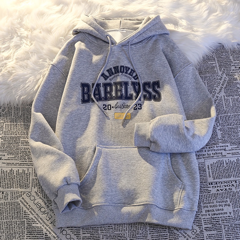 Áo hoodie Nhung Dày Dài Tay In Chữ Thời Trang Cho Nam