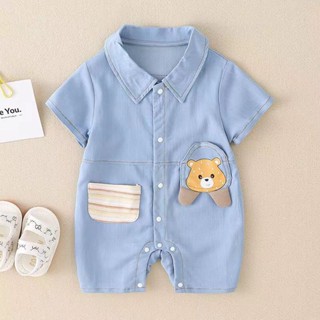 Áo Liền Quần Mỏng Một Mảnh Ghép Nối Sau Lưng Gấu Mùa Hè Phong Cách Phương Tây Cho Bé Trai Và Bé Gái Sơ Sinh