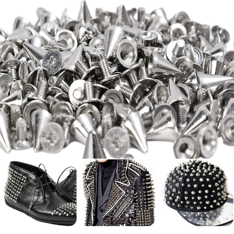 Set 10 Đinh Tán Kim Loại 10mm Hình Nón Dùng Để Trang Trí Quần Áo / Túi Xách