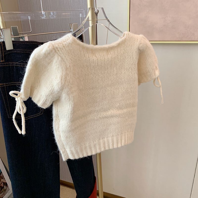 Áo Len Sáp Mềm Ngắn Tay Phồng Thời Trang Mùa Xuân 2023 Cho Nữ