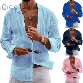Button-Down Shirts Breathable Button Down Clubwear Cotton Linen Holiday
