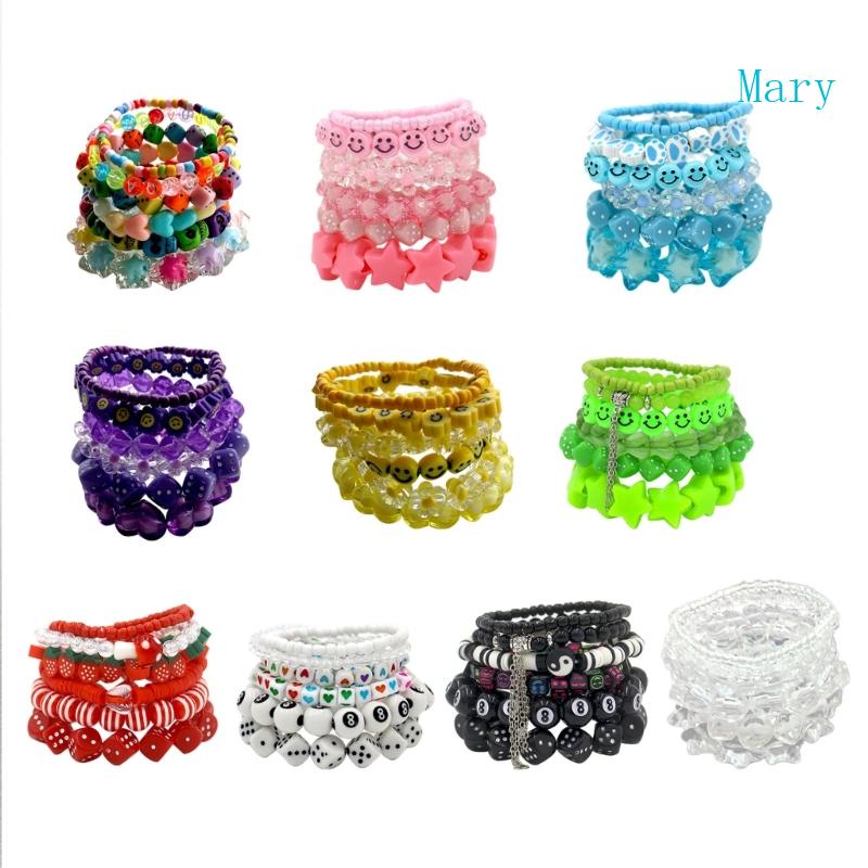 Mary Vòng Tay Chuỗi Hạt Co Giãn Xâu Chuỗi Hình Ngôi Sao Cười Phong Cách boho