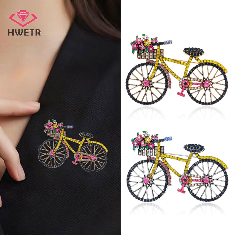 Cài Áo Hình Xe Đạp Đính Đá Thời Trang Mới