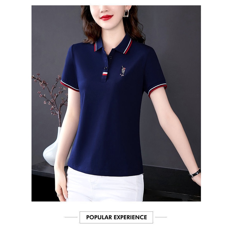 Áo Thun polo 100% Cotton Tay Ngắn Dáng Rộng Phong Cách Mới Cho Nữ