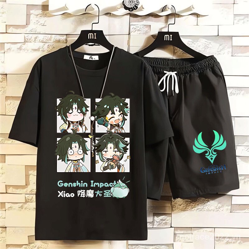 ★Genshin Impact★Kazuha & Scarfamouche Áo Thun Tay Ngắn Mát Mẻ Mùa Hè Cho Học Sinh Ấn Tượng