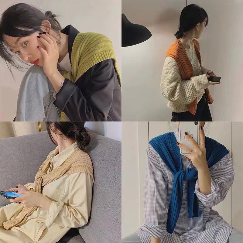 Khăn Choàng Cổ Bằng Len Dệt Kim Thắt Nút Thời Trang Xuân Thu Cho Nữ