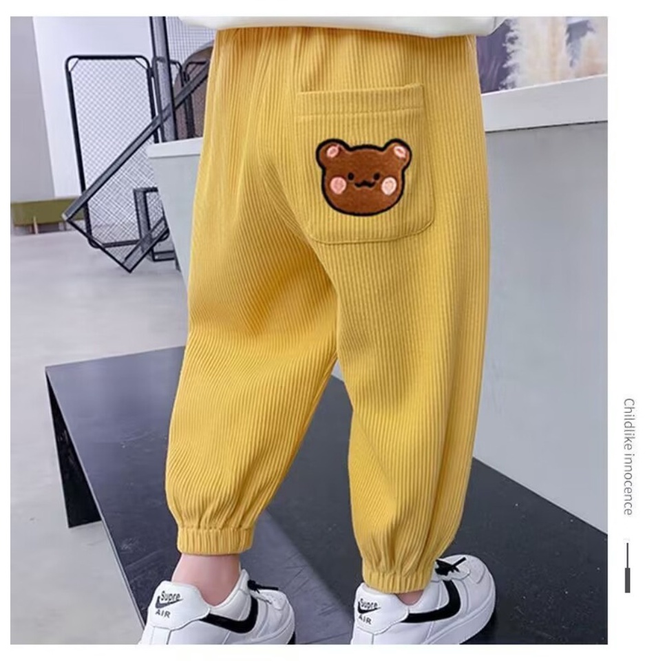 Quần Thể Thao Dây Rút Dáng Rộng Thêu Họa Tiết Hoạt Hình Dễ Thương Thời Trang Xuân Thu Cho Bé Gái