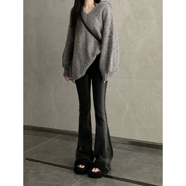 Áo Len Sáp Mềm Dày Dặn Cổ v Thời Trang Thu Đông Cho Nữ s-2xl