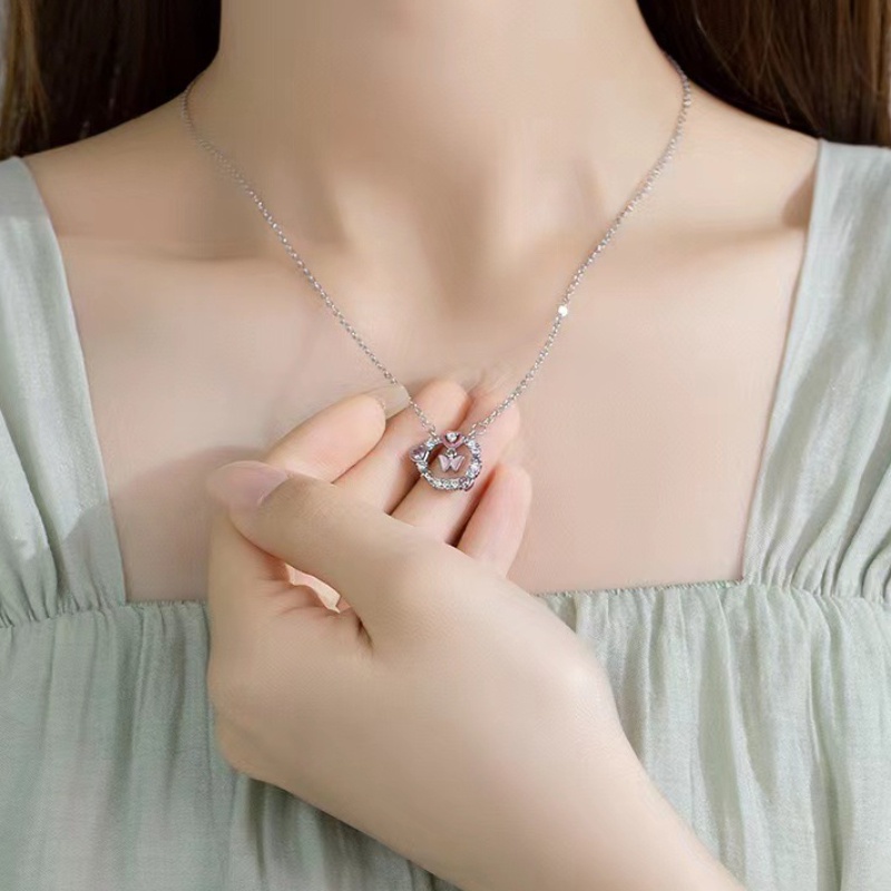 Vòng cổ Mặt Hình Trái Tim / Ngôi Sao / Vòng Tròn Đính Đá Lấp Lánh Lãng Mạn Cho Nữ