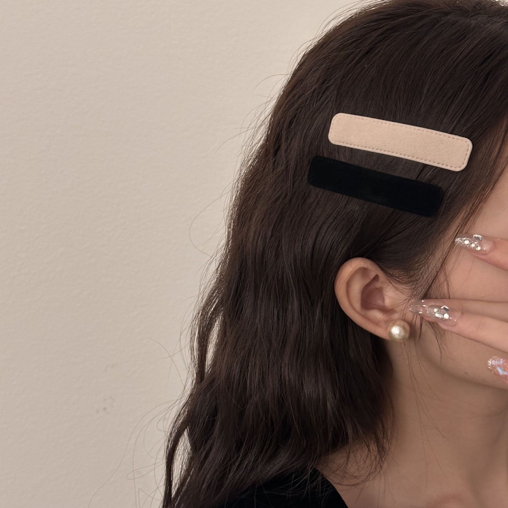 Kẹp Tóc Nhung Hình Vuông Kiểu Dáng Đơn Giản Hợp Thời Trang