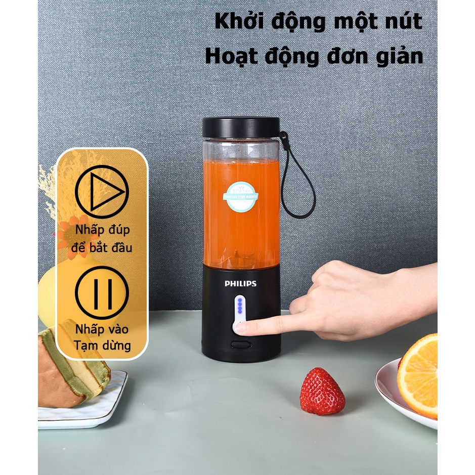 Máy Xay Sinh Tố Mini Cầm Tay Đa Năng,máy say sinh tố đa năng mini,6 lưỡi,Dung Lượng Pin 4000Mah Công Suất 48W