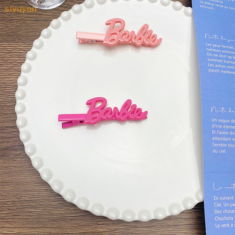 Kẹp Tóc Kim Loại Hình Búp Bê barbie Màu Hồng In Chữ Xinh Xắn vn