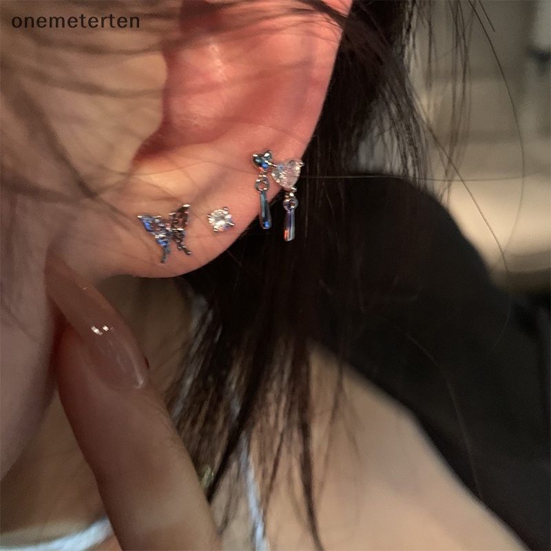 Rten Set 6 Khuyên Tai Bạc Đính Đá Thời Trang Phong Cách Hàn Quốc Dành Cho Nữ
