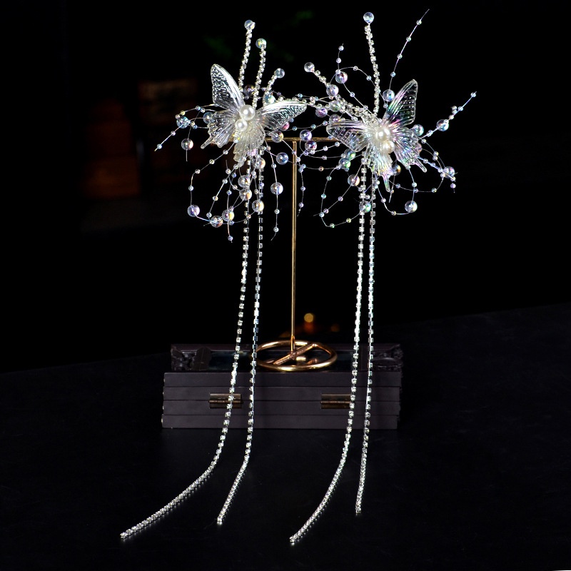 Kẹp Tóc Tua Rua Hình Bướm Đính Đá Xinh Xắn Cho Bé Gái