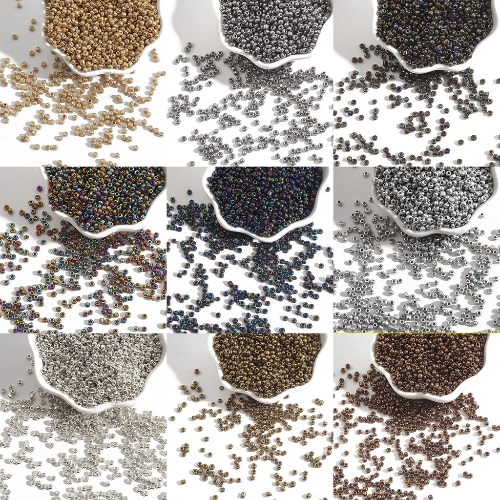 Set 500 / 250 / 70 Chuỗi Hạt Thủy Tinh Tròn Bằng Kim Loại 2mm / 3mm / 4mm Tự Làm Trang Sức