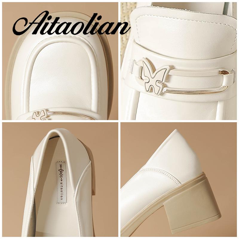 Giày Da Cao Gót 5.5cm Phong Cách retro Anh Quốc Cho Nữ