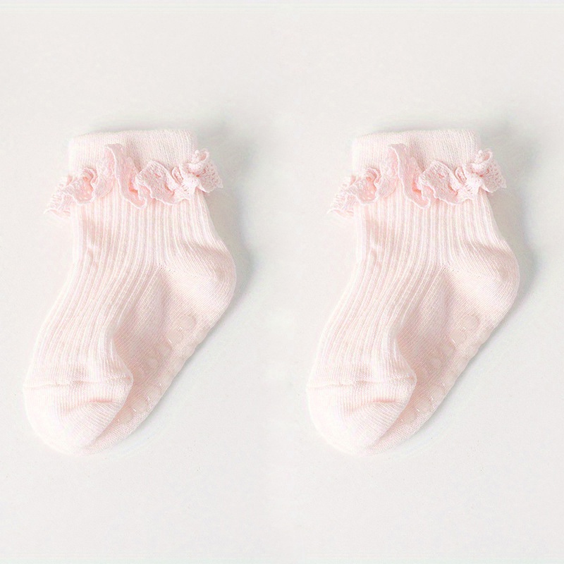 Đôi Vớ Ren Hoa Dễ Thương Cho Bé Gái 0-6 Tháng Tuổi: cotton Pha Thoáng Khí Thoải Mái Cho Bé Gái