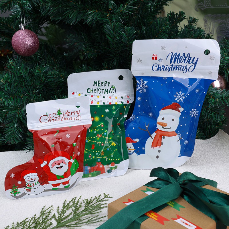 1 Túi Đựng Quà Có Khóa Kéo Hình Giày Bốt Ông Già Noel Người Tuyết Giáng Sinh Năm Mới diy Trang Trí Tiệc Giáng Sinh