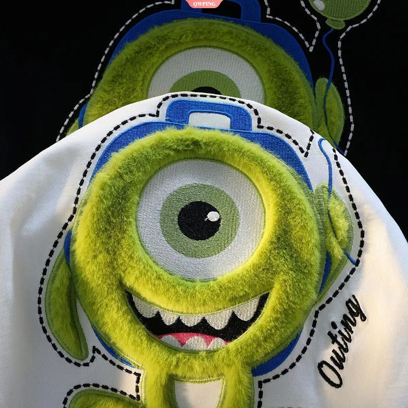 Áo Thun Tay Ngắn Cổ Tròn Dáng Rộng Thêu Hoạt Hình mike Thời Trang Cho Nữ