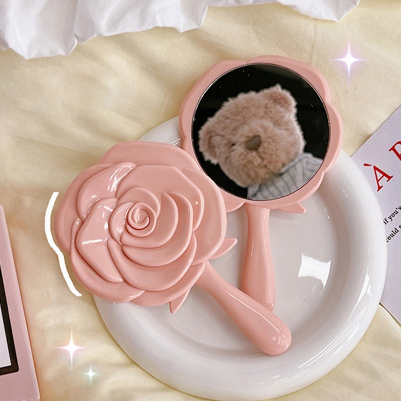 Dễ Thương Gương Trang Điểm Cầm Tay Hình Hoa Hồng Xinh Xắn