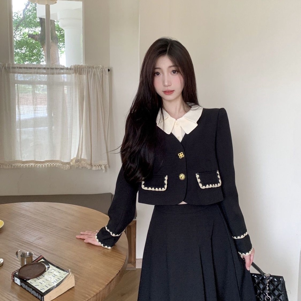Bộ Áo + Chân Váy Phong Cách retro Mùa Thu Dành Cho Nữ Size s-2xl