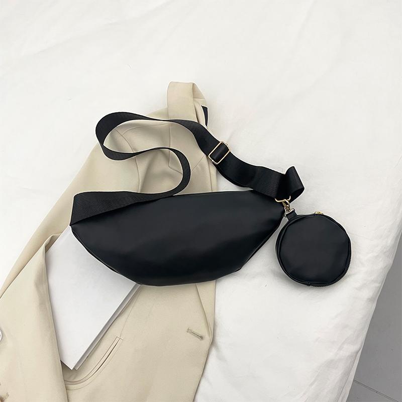 Bộ 2 Túi Đeo Hông Màu Trơn Có Khóa Kéo Tiện Dụng Mang Theo Du Lịch Cho Nữ