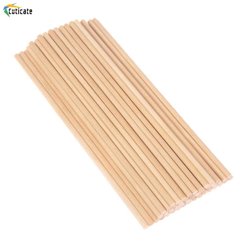 Set 50 Que Gỗ Tròn 10cm / 15cm / 20cm Đường Kính 5mm