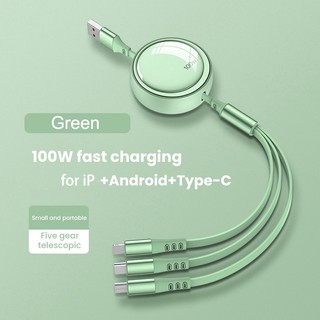 Dây Cáp Sạc Siêu Nhanh 3 Trong 1 6a 100w micro usb / type-c