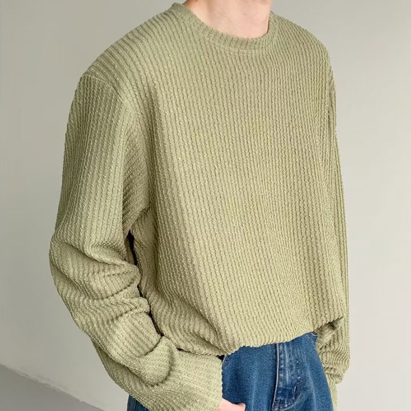 Áo sweater Cổ Tròn Dáng Rộng Màu Sắc Đơn Giản Dễ Phối Đồ Cho Nam