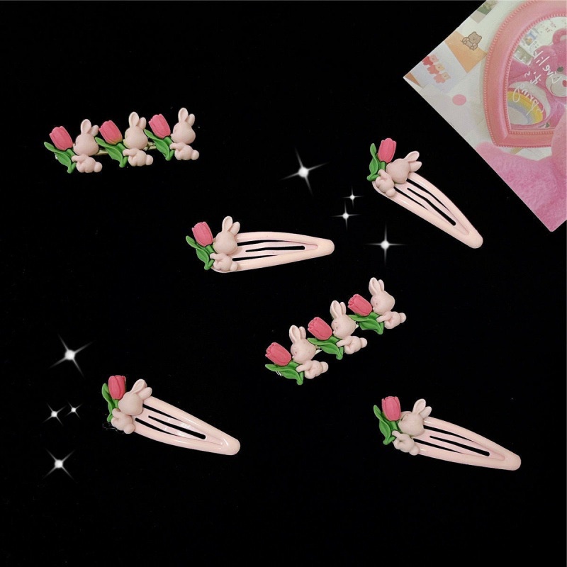 Kẹp Tóc Hình Hoa tulip Thỏ Không Đường May Dễ Phối Đồ Ngọt Ngào Cá Tính Cho Bé Gái