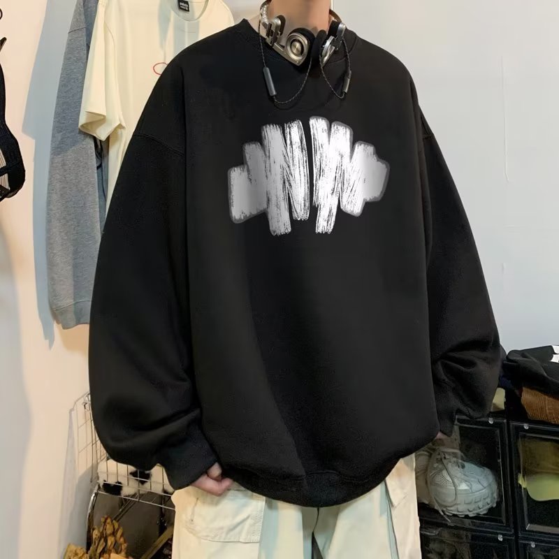 Áo sweater Tay Dài Cổ Tròn Dáng Rộng In Họa Tiết graffiti 8 Màu Thời Trang Mùa Thu Cho Nam