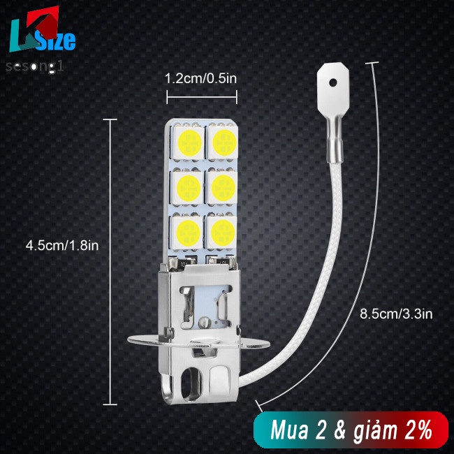 Sesong Set 2 Đèn Pha h3 6000k 1800lm Ánh Sáng Trắng 360 Độ Chuyên Dụng Cho Xe Hơi