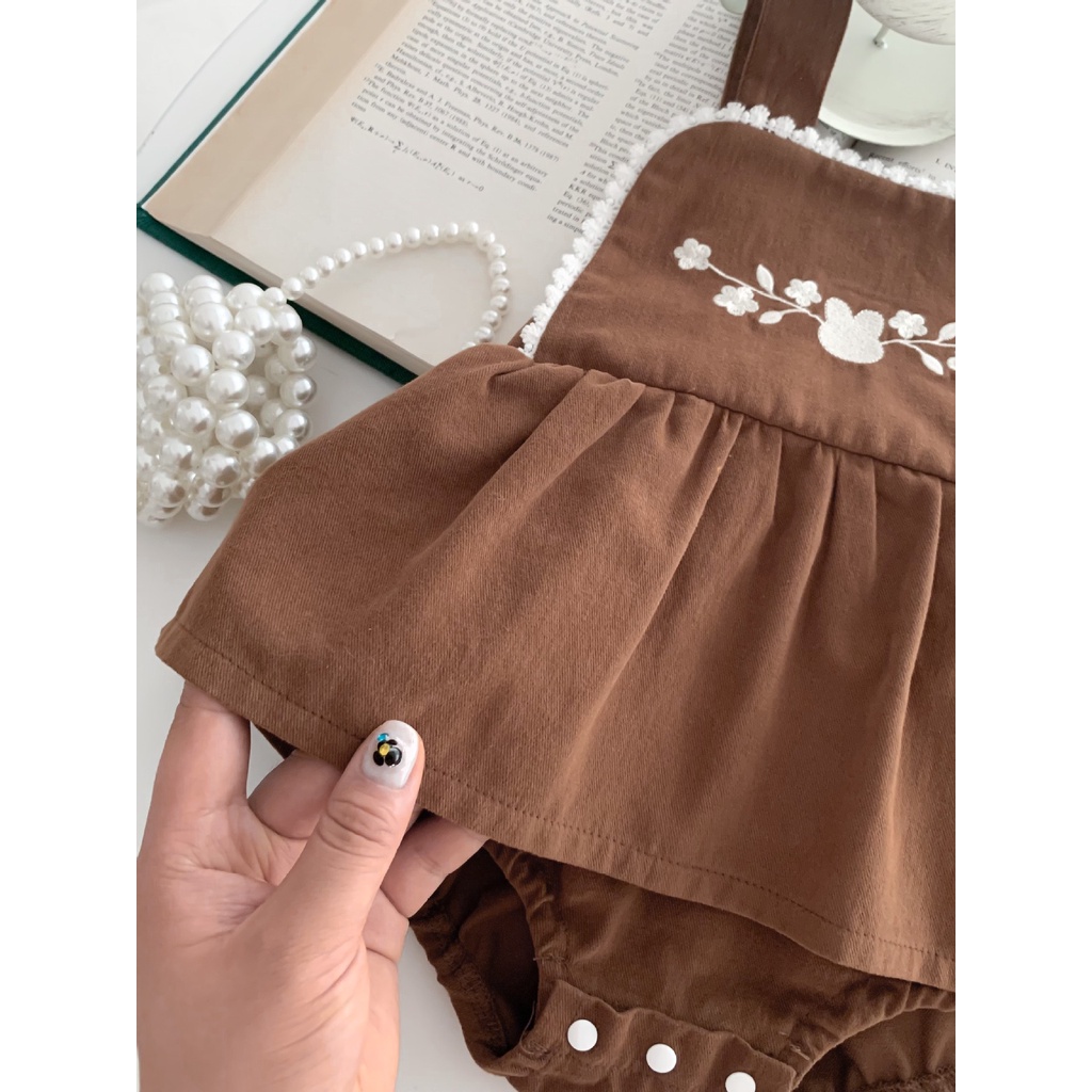 SET ÁO SƠ MI CỔ SEN DÀI TAY MIX VÁY YẾM BODY TÔNG MÀU VINTAGE CHO BÉ GÁI- HÀNG QCCC