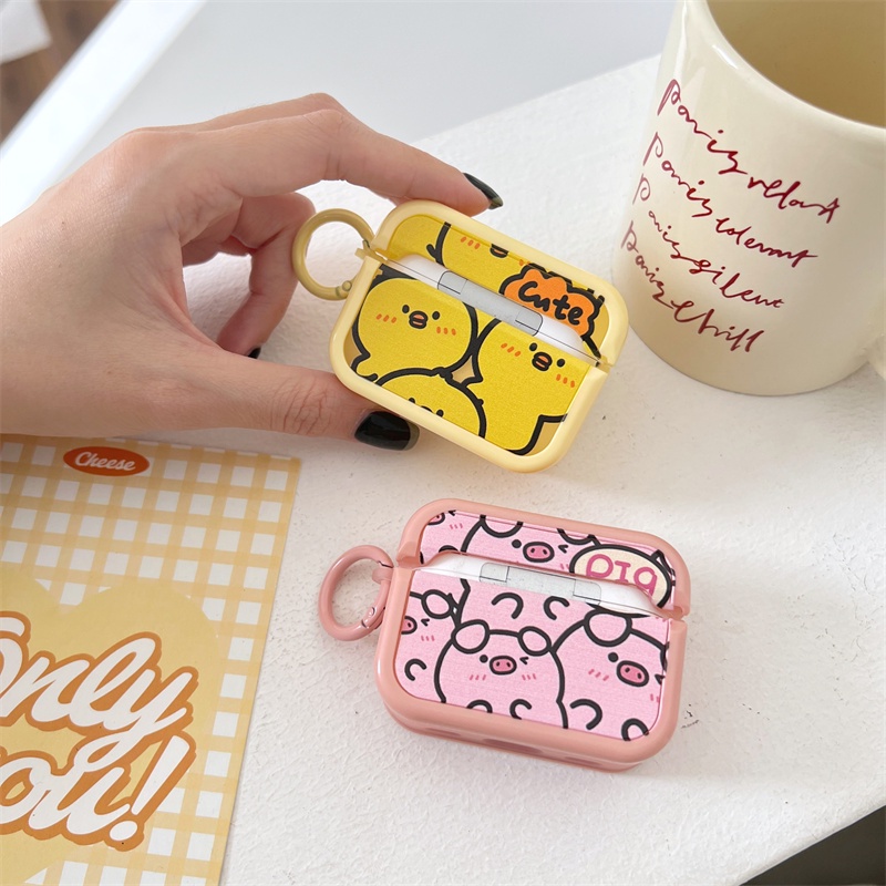 Vỏ Bảo Vệ Hộp Sạc Tai Nghe bluetooth Không Dây airpods1 / 2 3 pro pro2 air pods pro 3 Hình Gà / Heo Dễ Thương Ốp