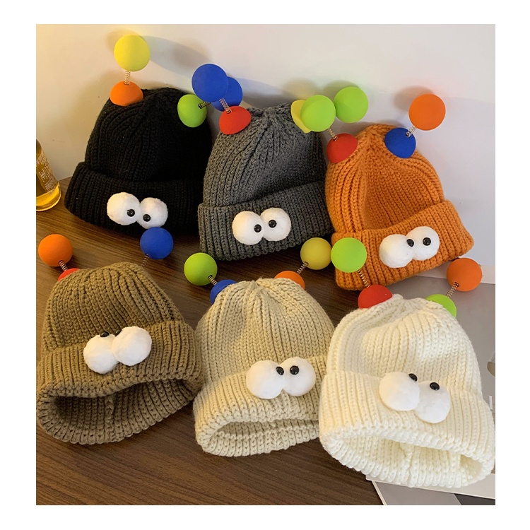 Mũ Len Họa Tiết Hoạt Hình Vui Nhộn Thời Trang Hàn Quốc