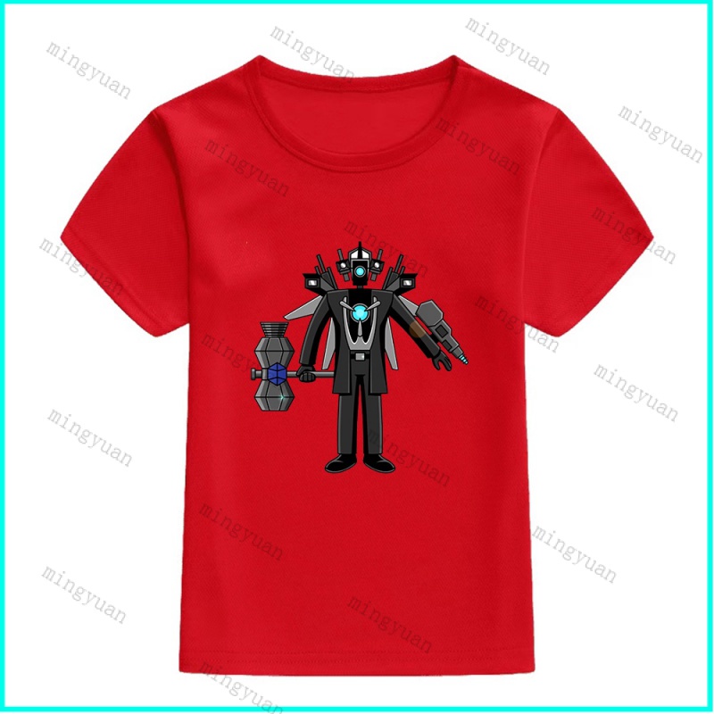 Mingyuan titan cameraman nâng cấp skibidi toilet trẻ em t-shirt tshirt thường ngắn tay áo lỏng unisex thanh thiếu niên tee top