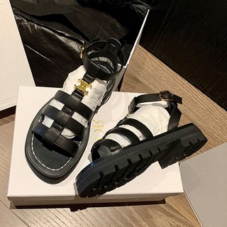 Giày sandal da đế dày thời trang mùa hè dành cho nữ