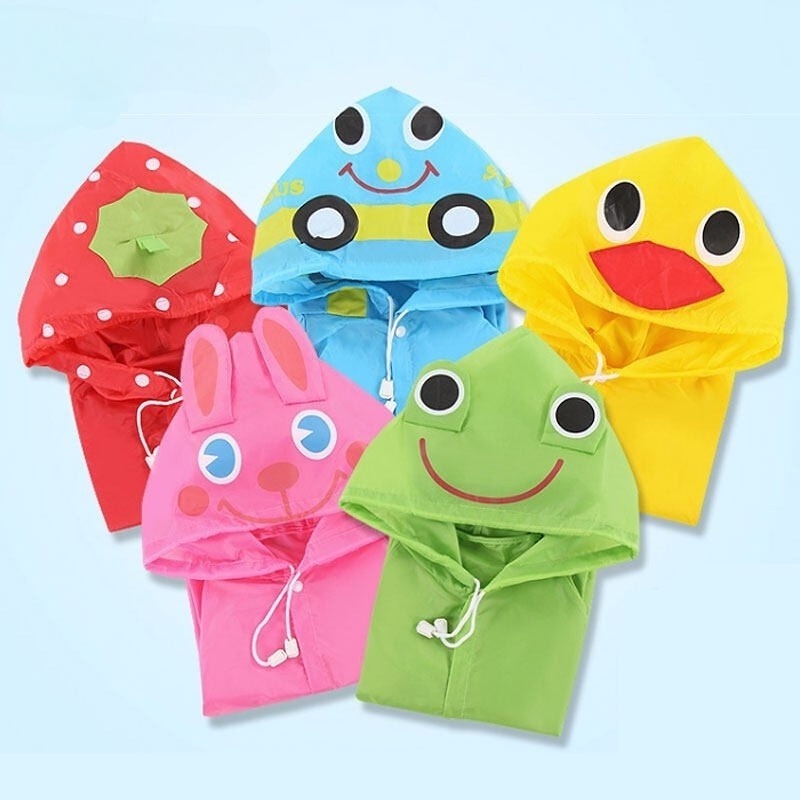 Áo Mưa Chống Thấm Nước In Họa Tiết Hoạt Hình Động Vật 5 Màu Xinh Xắn Cho Bé